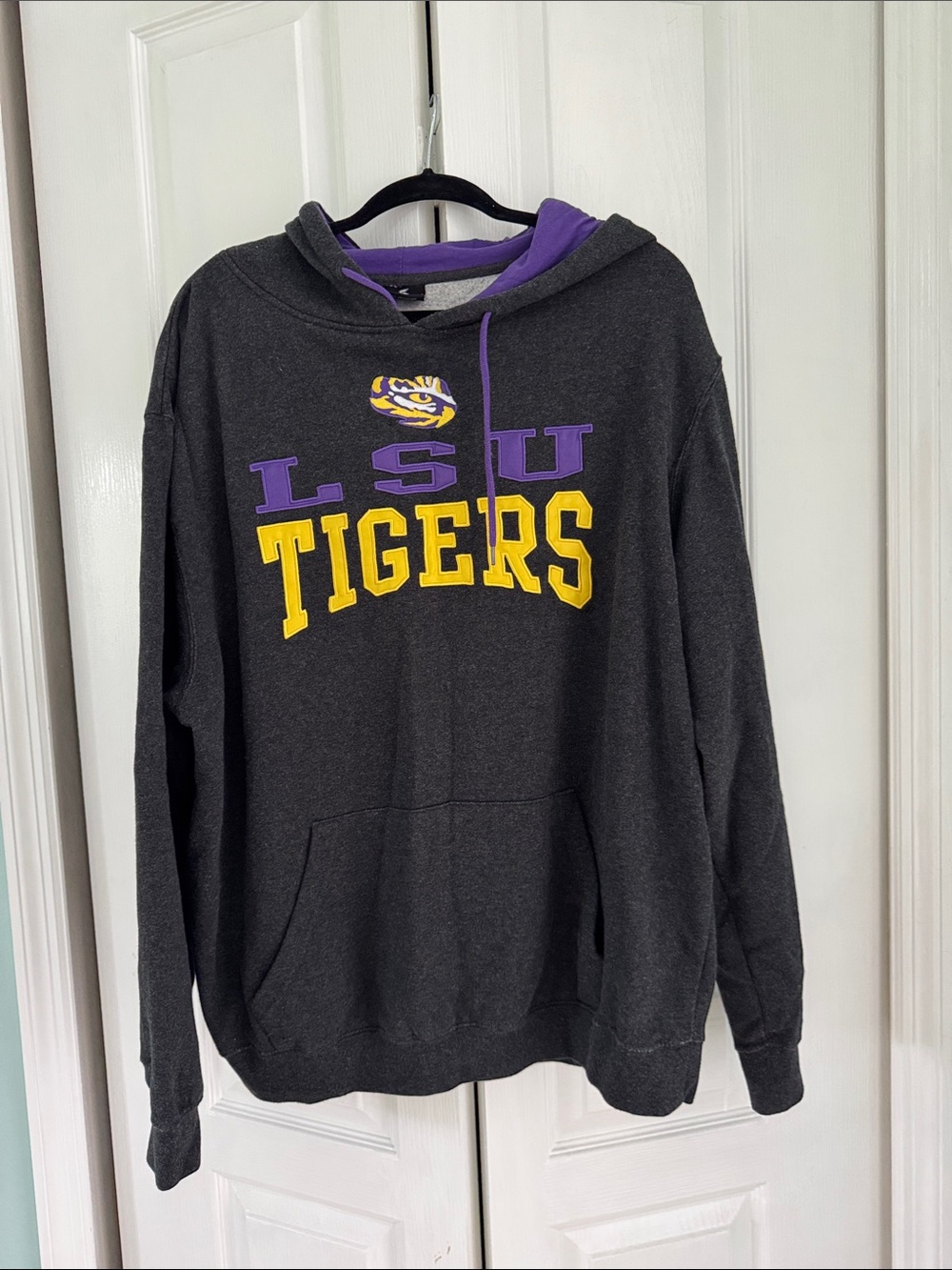 Colosseum Charcoal LSU Tigers Hoodie with Purple & Gold Logo